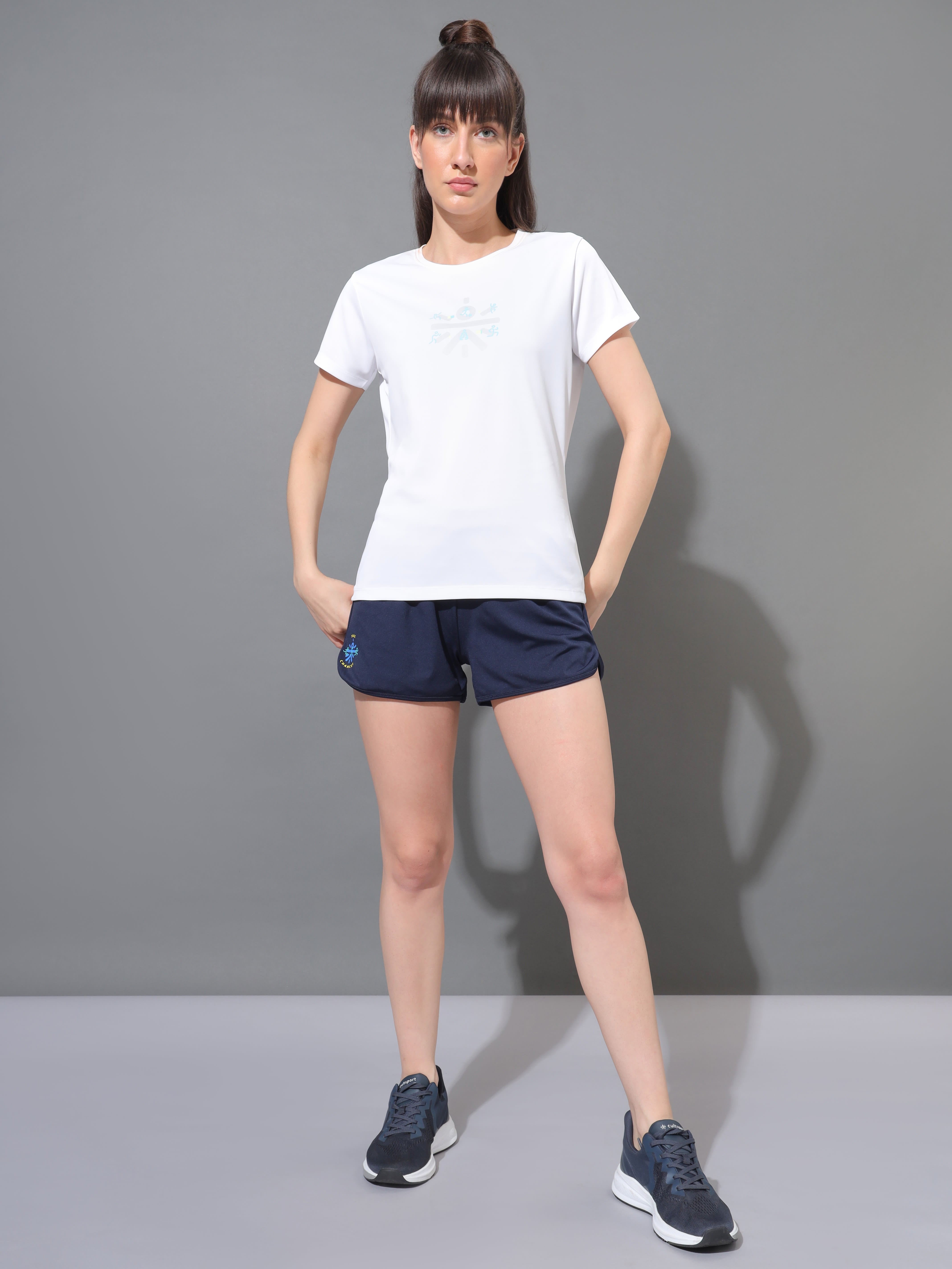 Solid Shorts with Graphic Print