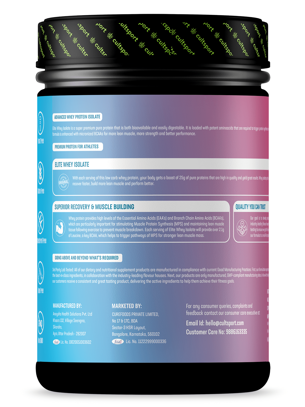 Elite Whey Isolate Advanced Whey Protein - 454 g | Protein Powder for Men & Women for Muscle Building & Recovery | 25g Protein Per Serving | 5g BCAA | 4.2g L - glutamine | Sugar free | Dutch Dark Chocolate