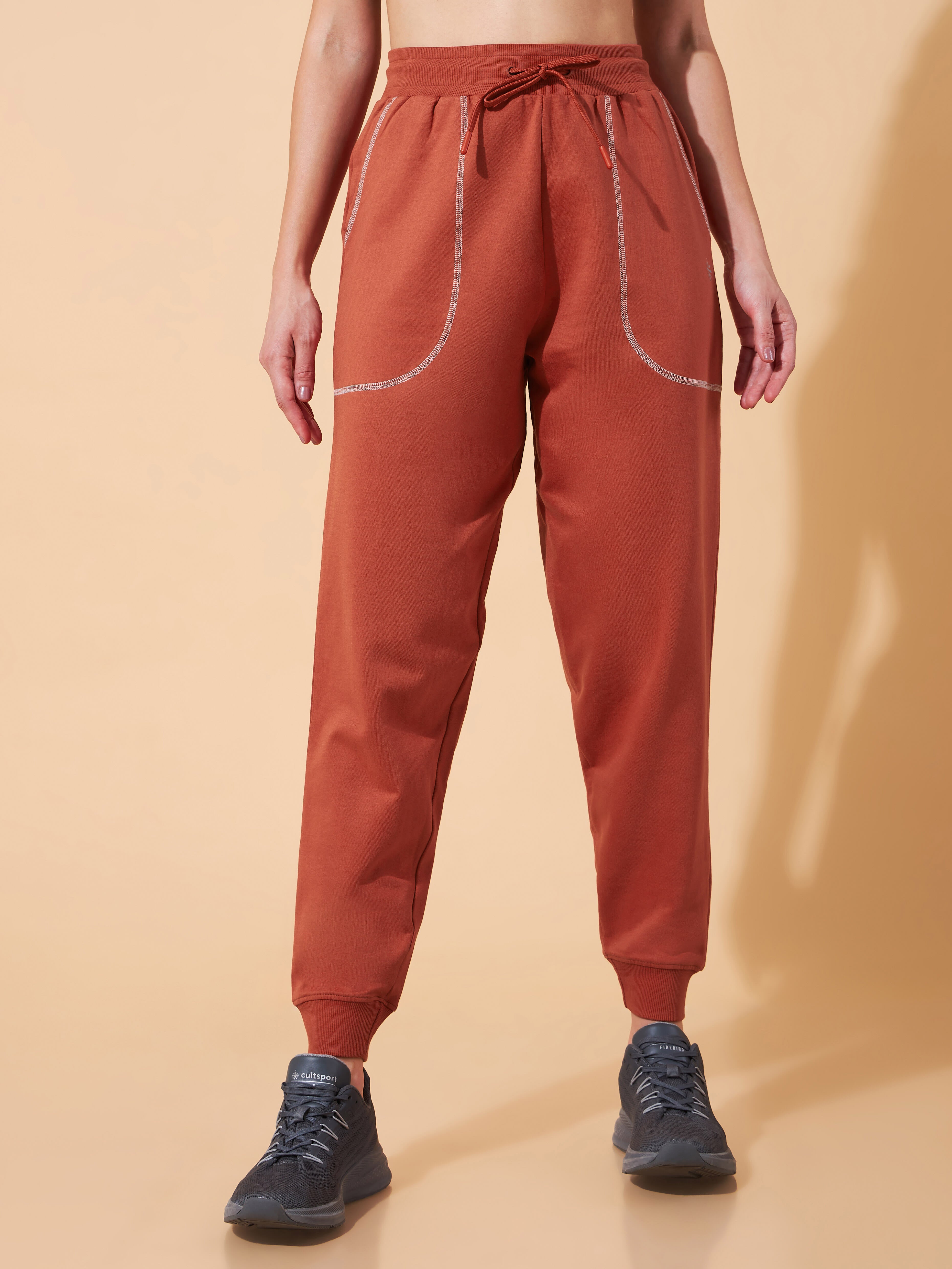 Women Rust Pop-up Thread Leisure Joggers