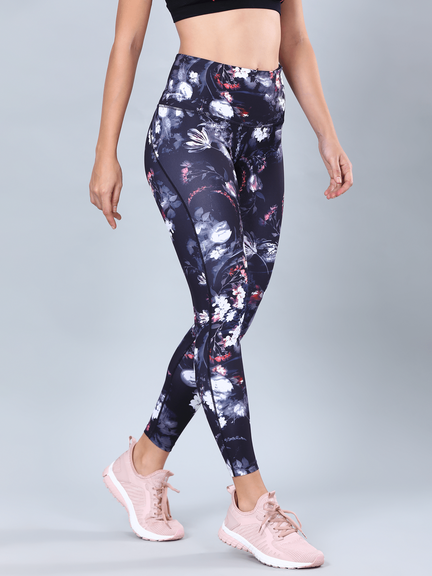 AbsoluteFit Black Floral Workout Leggings