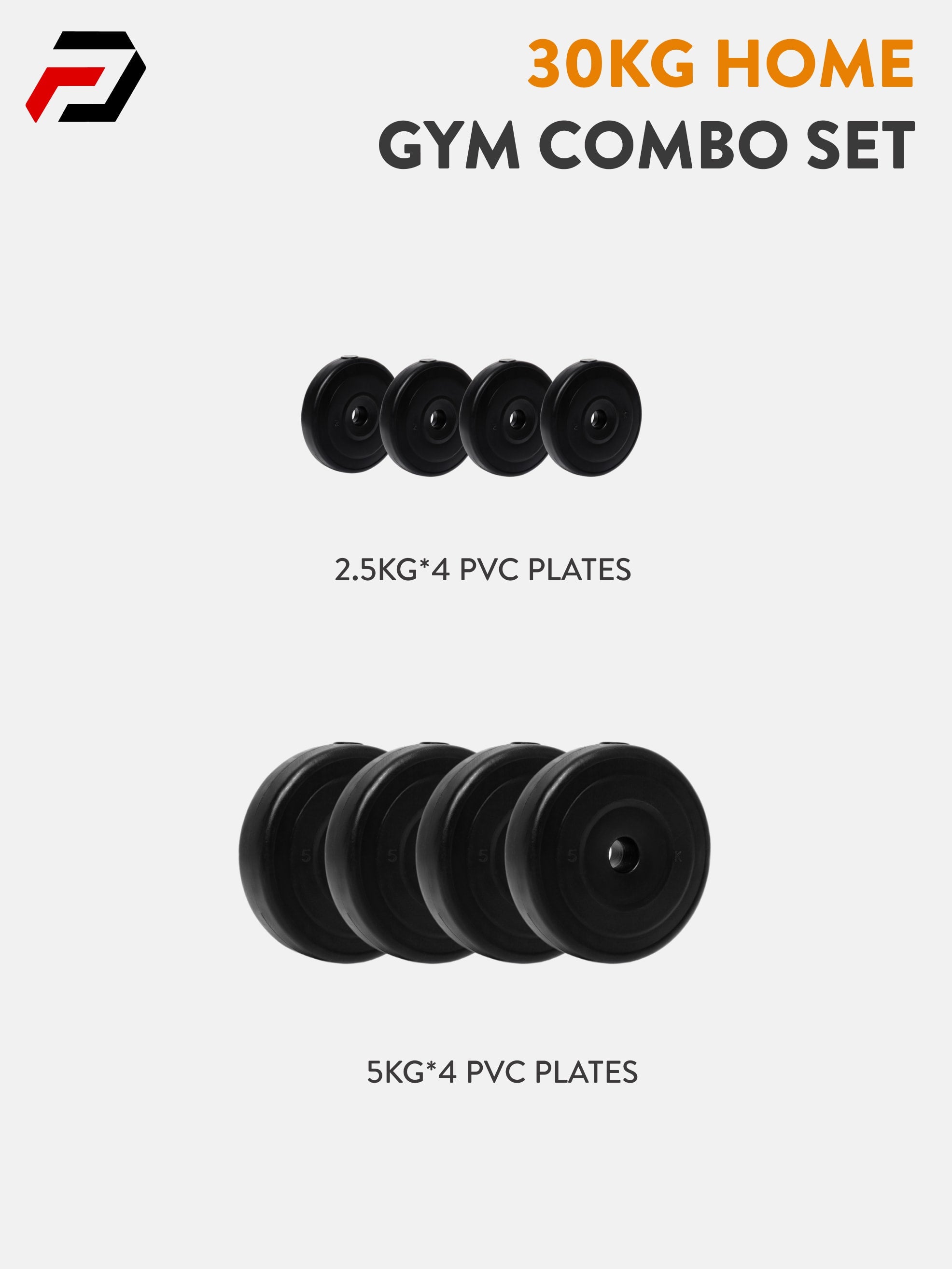 30 kg PVC Curl, Straight Rod Home Gym Combo