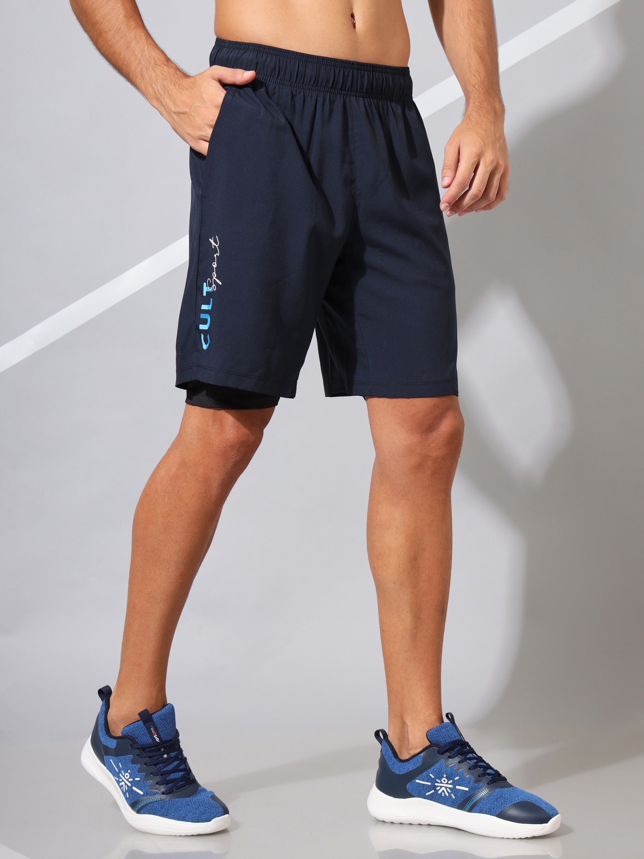 Active Shorts with Inner tights and Graphic Print