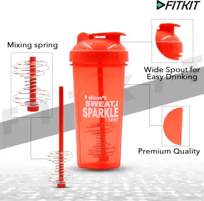 Fitkit FKSB11 Classic 700 ml Shaker (Pack of 1, Orange)