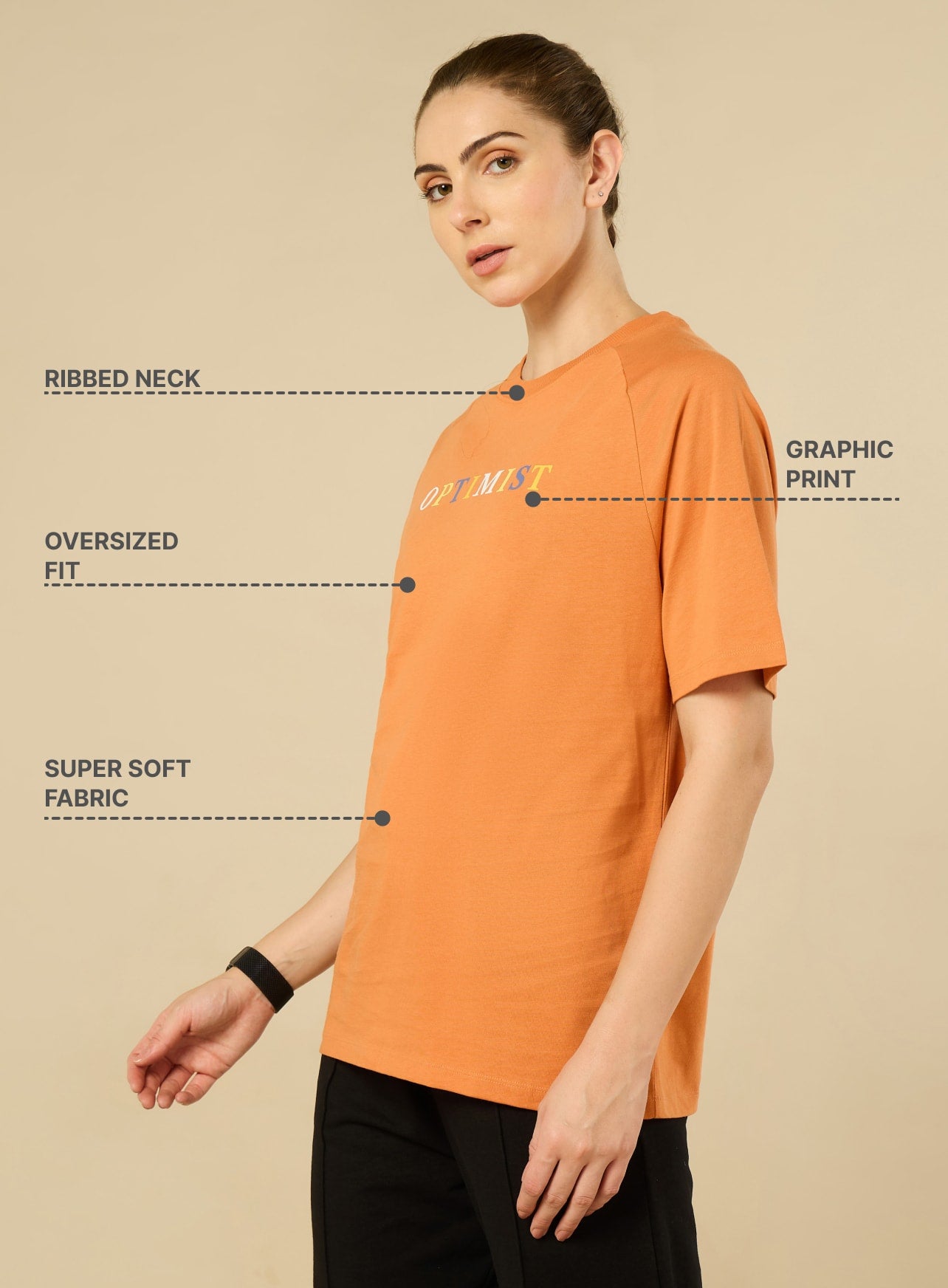 Coral Optimist Printed T-shirt