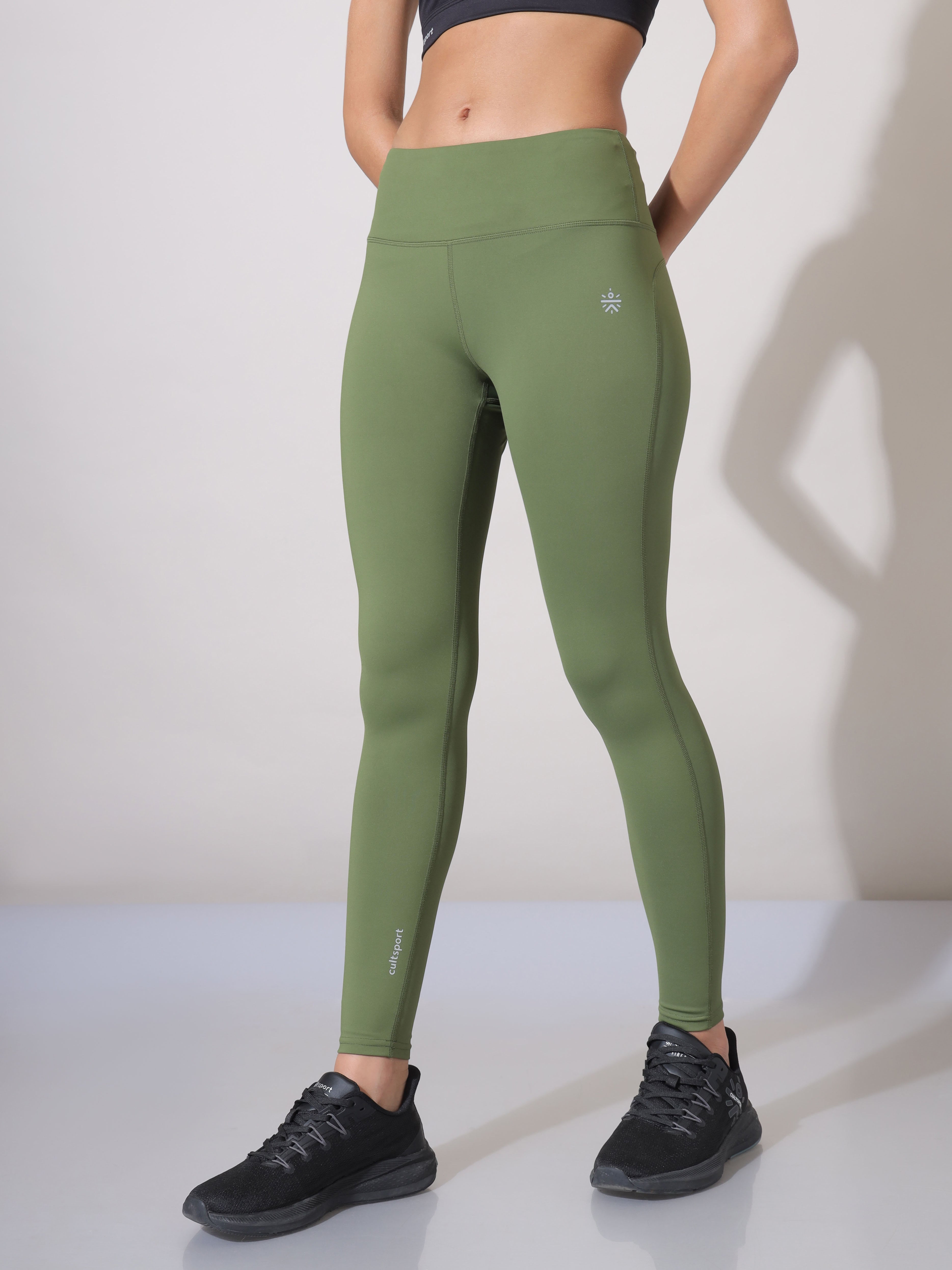 Olive Absolute Fit Solid Workout Tights
