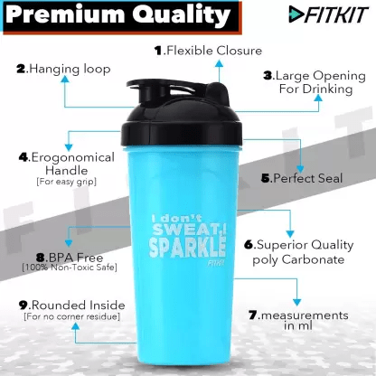 Fitkit FK67.60.003-05 Classic 700 ml Shaker (Pack of 1, Blue)