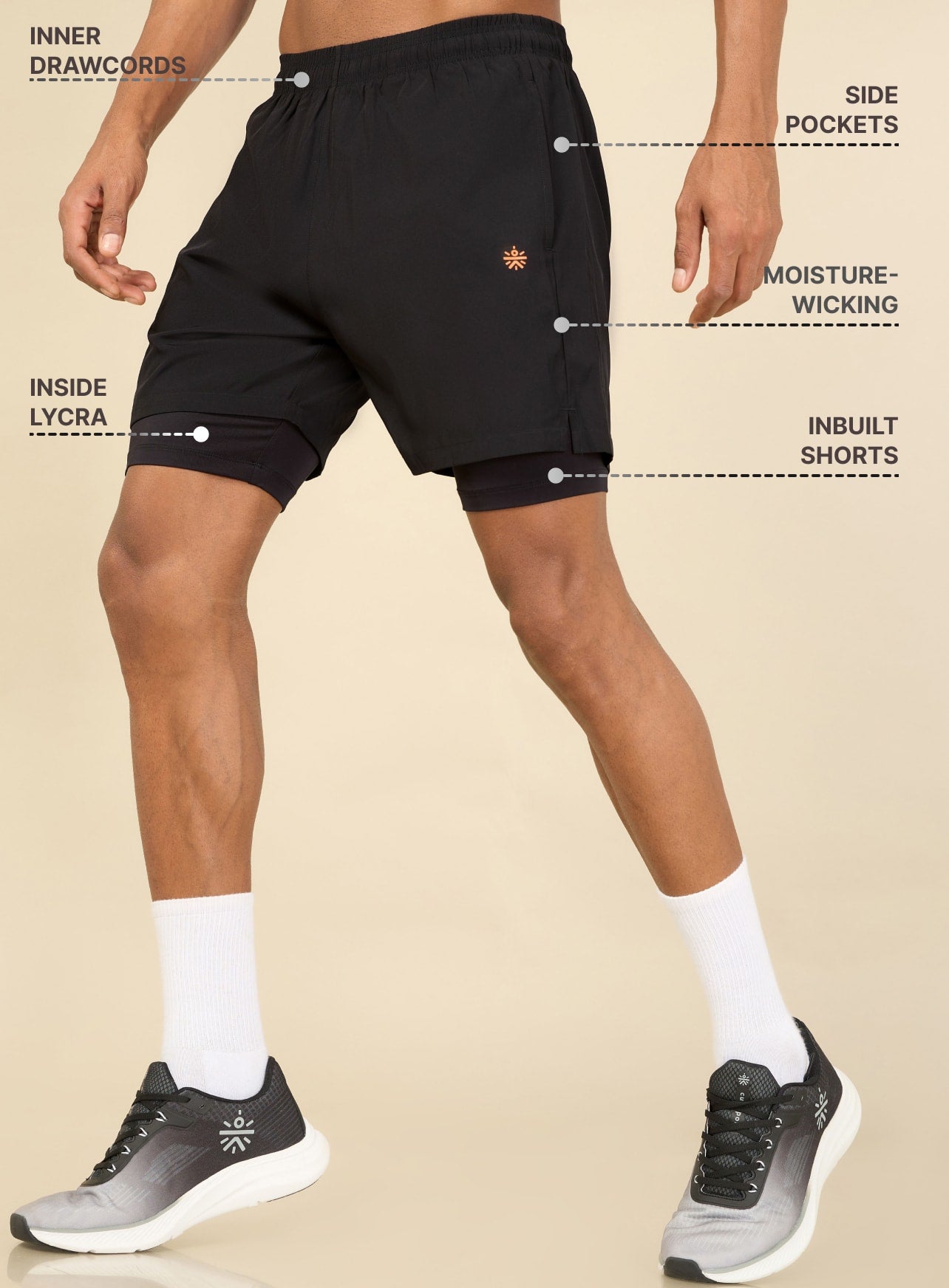 Typographic Print Shorts with Inner Tights