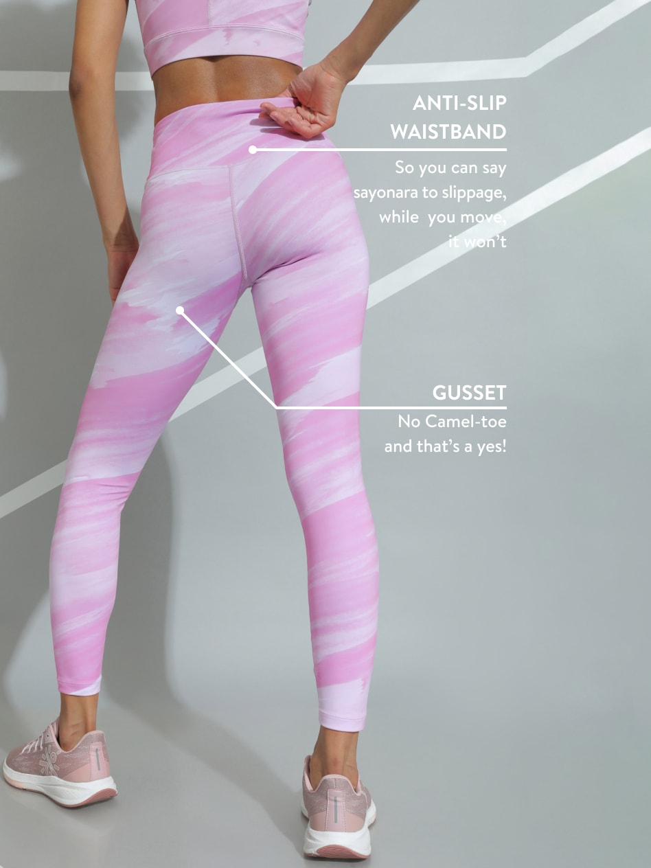 Pink Brushstroke Print Tights